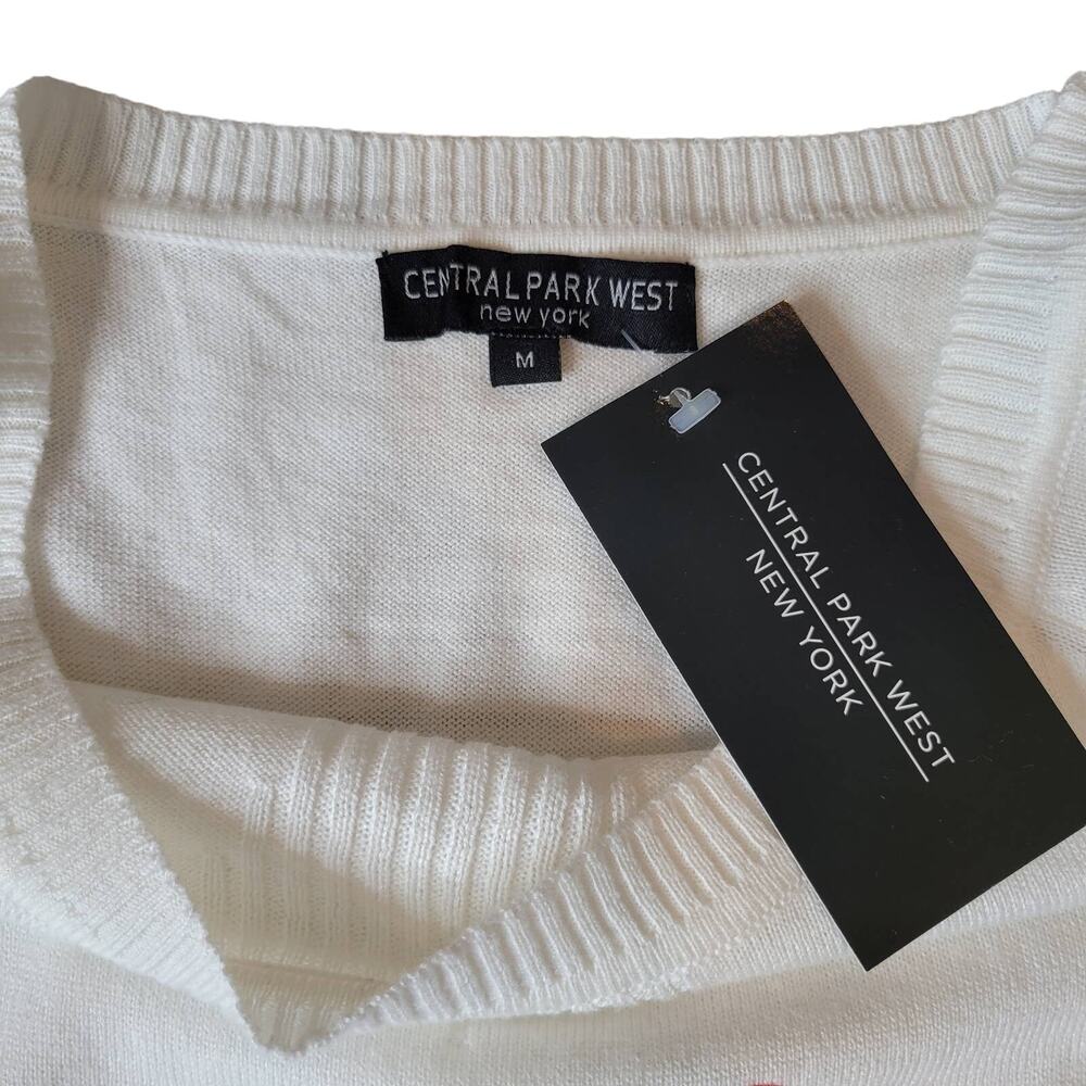 Central Park West Linen Blend Stripe Sweater Heart Detail Size - Picture 9 of 10